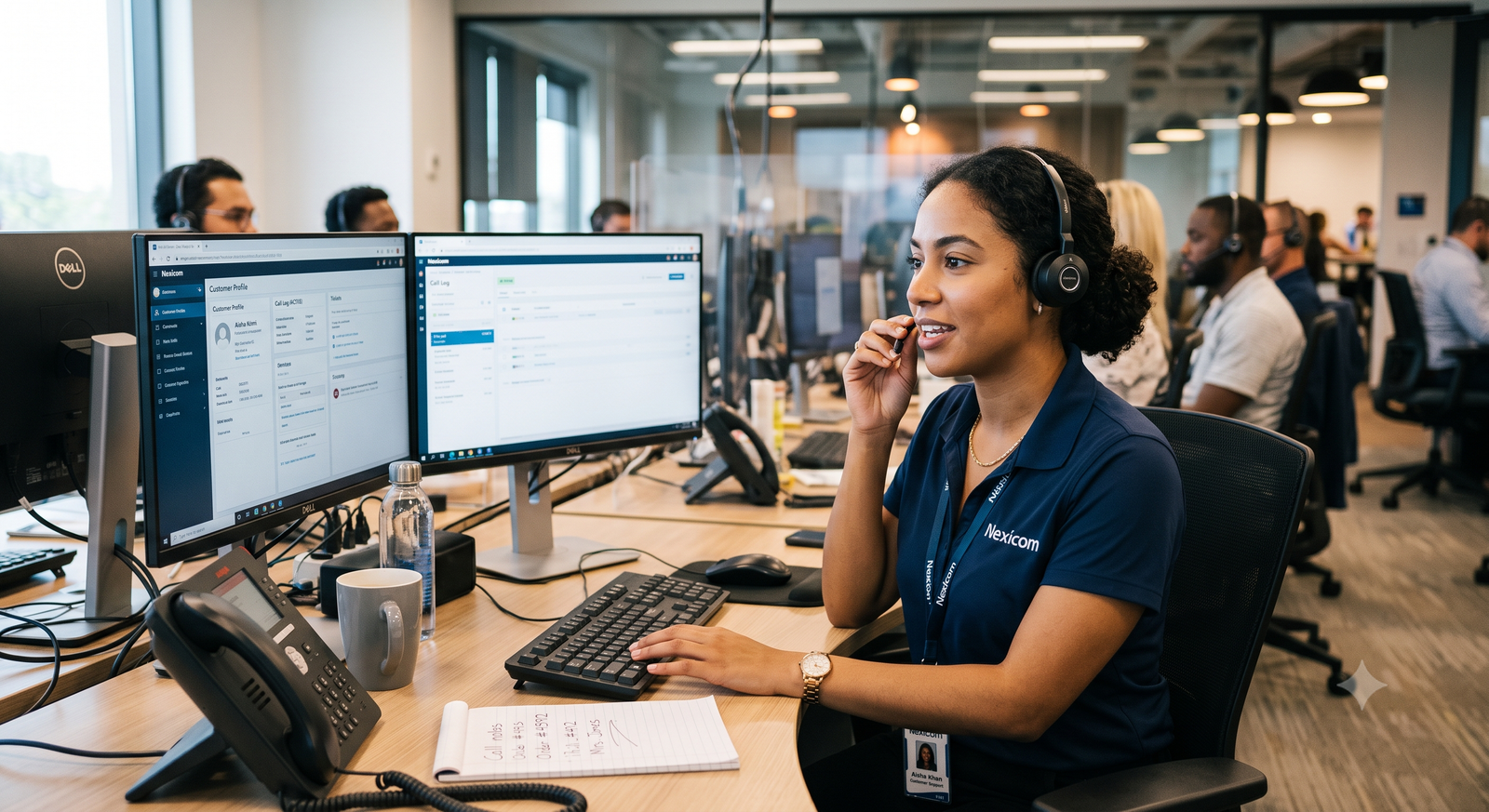 Professional call center team wearing headsets at VeriSure Leads