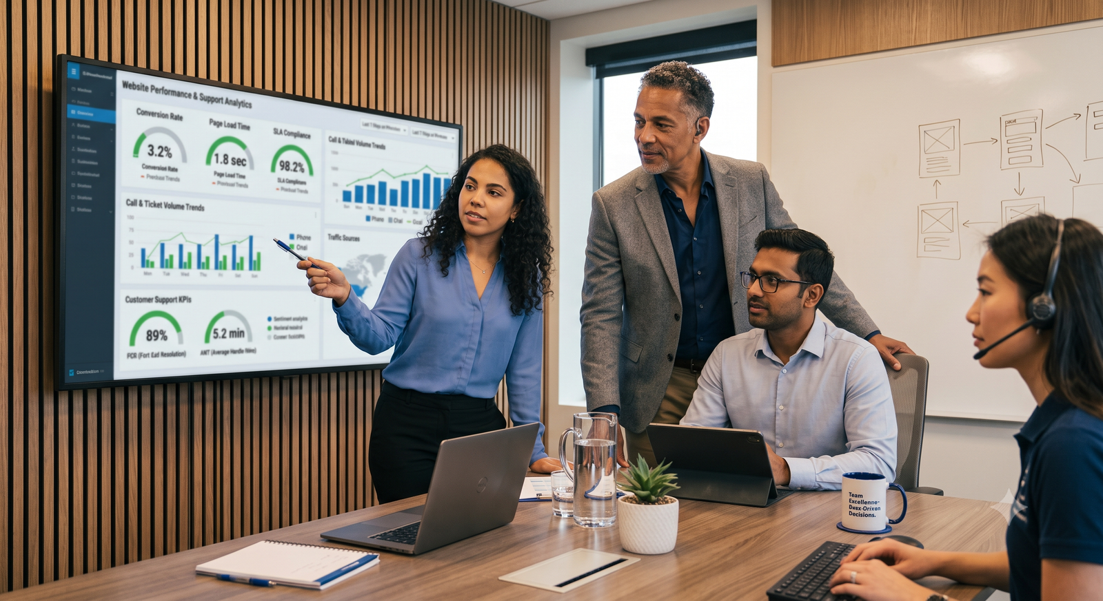 Team reviewing analytics dashboard at VeriSure Leads